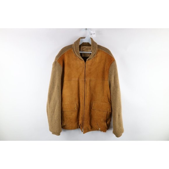 Vintage 60s Mens Large Thrashed Suede Leather Burlap Sherpa Fleece Lined Jacket - Picture 1 of 8